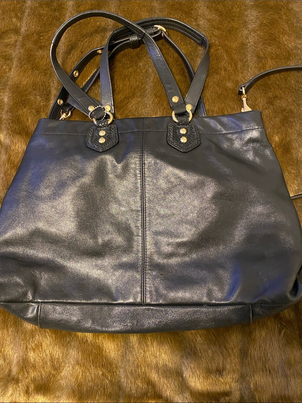 Coach Black Leather Shoulder Bag with Gold Hardware, minimal wear. Crossbody - Picture 3 of 10